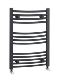 Balterley Heated Vertical Towel Curved Rail 1051 BTU, 700mm x 500mm - Anthracite in Grey - thumbnail 1