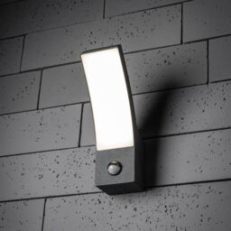 CGC Lighting 'Millie' Anthracite Dark Grey Curved Dark Grey LED Wall Light PIR Motion Sensor Diecast Aluminium Opal Diffuser 4000k IP54 - thumbnail 1