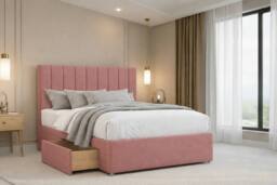 "Nexus Mattresses Ltd Kyoto Plush Divan Bed Base 2 Drawers Foot-End - 54"" Headboard in Pink - Size: Super King" - thumbnail 3