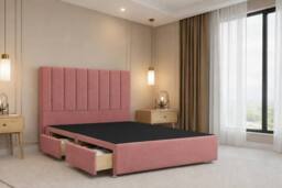 "Nexus Mattresses Ltd Kyoto Plush Divan Bed Base 2 Drawers Foot-End - 54"" Headboard in Pink - Size: Super King" - thumbnail 1