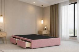 "Nexus Mattresses Ltd Kyoto Plush Divan Bed Base 2 Drawers Foot-End - 54"" Headboard in Pink - Size: Super King" - thumbnail 6
