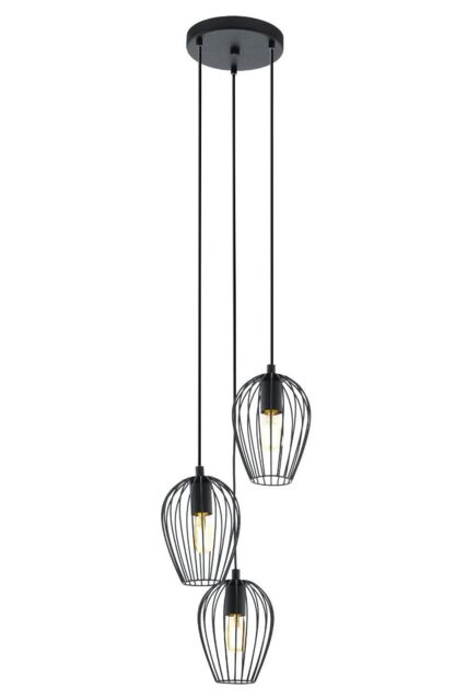 Eglo Newtown Metal 3-Light Ceiling Fitting in Black - image 1