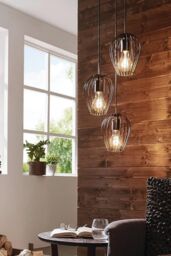 Eglo Newtown Metal 3-Light Ceiling Fitting in Black - thumbnail 2