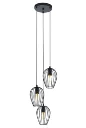 Eglo Newtown Metal 3-Light Ceiling Fitting in Black - thumbnail 1