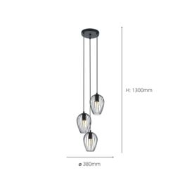 Eglo Newtown Metal 3-Light Ceiling Fitting in Black - thumbnail 4