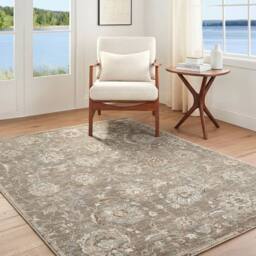Livabliss Arda-Vintage Brown Grey Blue Traditional Boho Fringe Living Rug - Size: 200 cm x 290 cm