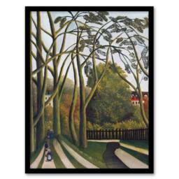 Artery8 The Banks of the Bievre Rousseau Vintage Framed Wall Art Print in Green - Size: A4 - thumbnail 1