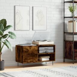 Berkfield Home Record Cabinet Smoked Oak 85x38x48 cm Engineered Wood in Brown - Size: 85 x 38 x 48 cm - thumbnail 2