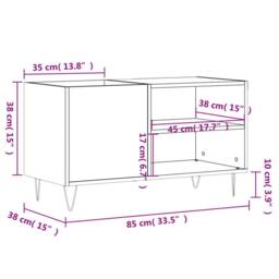 Berkfield Home Record Cabinet Smoked Oak 85x38x48 cm Engineered Wood in Brown - Size: 85 x 38 x 48 cm - thumbnail 9