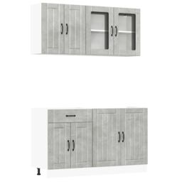 Berkfield Home 4 Piece Kitchen Cabinet Set Kalmar Concrete Grey Engineered Wood - thumbnail 2