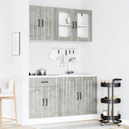 Berkfield Home 4 Piece Kitchen Cabinet Set Kalmar Concrete Grey Engineered Wood - thumbnail 3