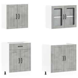 Berkfield Home 4 Piece Kitchen Cabinet Set Kalmar Concrete Grey Engineered Wood - thumbnail 4