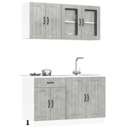 Berkfield Home 4 Piece Kitchen Cabinet Set Kalmar Concrete Grey Engineered Wood - thumbnail 1