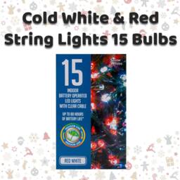 VFM e-Store Christmas Cold White & Red String Lights 15 Bulbs 1.4m 30cm Lead X 1 - thumbnail 2