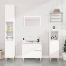 Berkfield Home 3 Piece Bathroom Cabinet Set White Engineered Wood - thumbnail 2