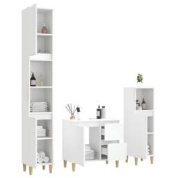 Berkfield Home 3 Piece Bathroom Cabinet Set White Engineered Wood - thumbnail 4