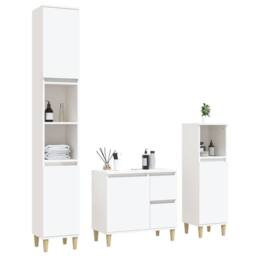 Berkfield Home 3 Piece Bathroom Cabinet Set White Engineered Wood - thumbnail 3