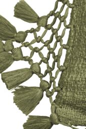 Yard Anko Slub Cotton Macrame Tassel Trimmed Cushion in Khaki - Size: 45 cm x 45 cm - thumbnail 3