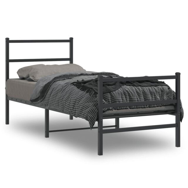 Berkfield Home Metal Bed Frame without Mattress with Footboard¬†Black 75x190cm in Black - Size: 75x190 cm