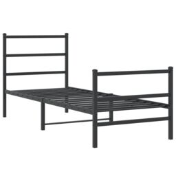 Berkfield Home Metal Bed Frame without Mattress with Footboard¬†Black 75x190cm in Black - Size: 75x190 cm - thumbnail 2