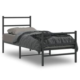 Berkfield Home Metal Bed Frame without Mattress with Footboard¬†Black 75x190cm in Black - Size: 75x190 cm - thumbnail 1