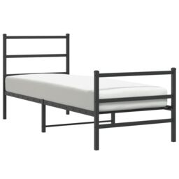 Berkfield Home Metal Bed Frame without Mattress with Footboard¬†Black 75x190cm in Black - Size: 75x190 cm - thumbnail 4