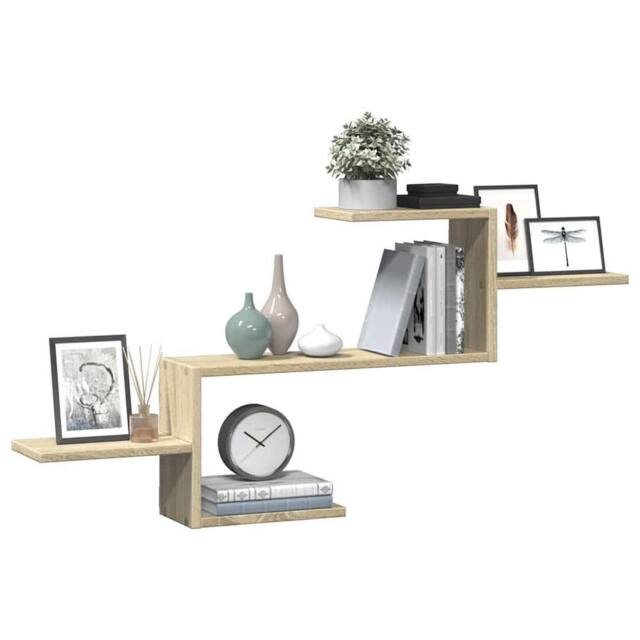 Berkfield Home Wall Shelf Sonoma Oak 104x15x49 cm Engineered Wood in Light Brown - Size: 104 x 15 x 49 cm - image 1
