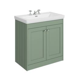 Balterley 800mm Floor Standing 2 Door Unit with Classic Basin 3 Tap Hole - Green