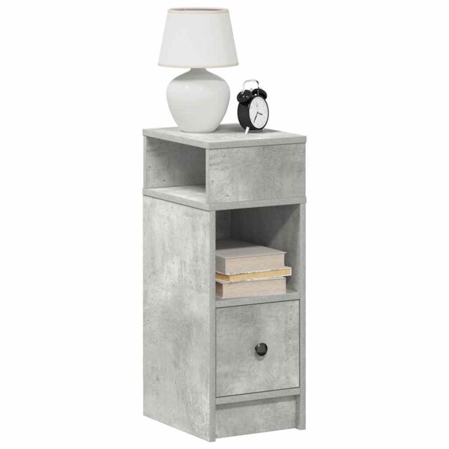 Berkfield Home Bedside Cabinets 2 pcs with Drawer Concrete Grey 25x31x66 cm - Size: 25 x 31 x 66 cm - image 1