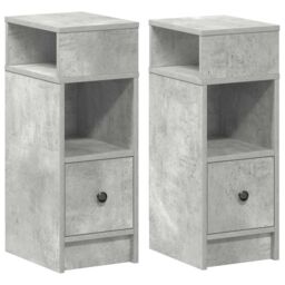 Berkfield Home Bedside Cabinets 2 pcs with Drawer Concrete Grey 25x31x66 cm - Size: 25 x 31 x 66 cm - thumbnail 2