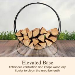 Gymax Firewood Rack Folding Log Hoop A-frame for Indoor Outdoor-Black in Black - thumbnail 9