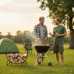 Gymax Firewood Rack Folding Log Hoop A-frame for Indoor Outdoor-Black in Black - thumbnail 8