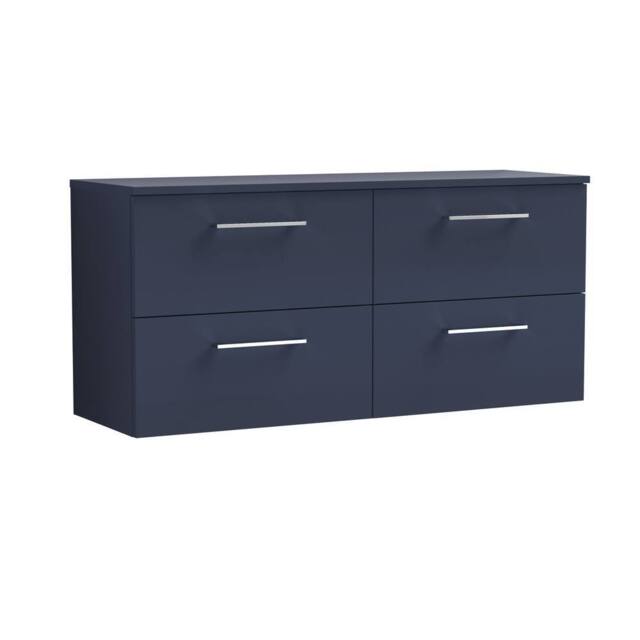 Balterley Level 1200mm Wall Hung 4 Drawer Vanity Unit & Worktop - Midnight Blue - image 1