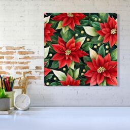 "Warren Reed - Designer Poinsetta Watercolour Canvas in Red - Size: W16"" x H16""" - thumbnail 2
