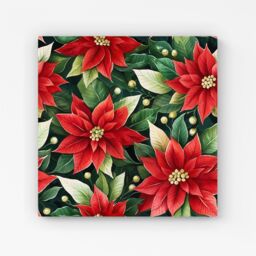 "Warren Reed - Designer Poinsetta Watercolour Canvas in Red - Size: W16"" x H16""" - thumbnail 1