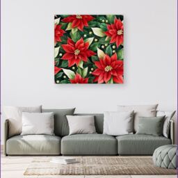 "Warren Reed - Designer Poinsetta Watercolour Canvas in Red - Size: W16"" x H16""" - thumbnail 4