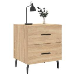 Berkfield Home Modern Bedside Cabinets 2 pcs Sonoma Oak 40x35x47.5 cm Engineered Wood in Light Tan - thumbnail 1