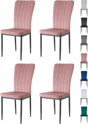 MCC Direct Set of 4 High back Dining Chairs Velvet FabricKitchen/Dining Seating - Elle By MCC in Pink