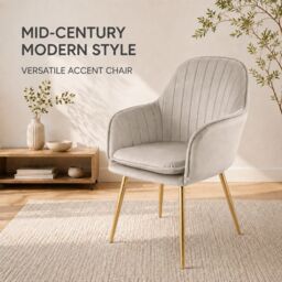 Genesis Muse Velvet Accent Chair Upholstered Modern Chair with Backrest in Taupe - Size: 1 Seater - thumbnail 7