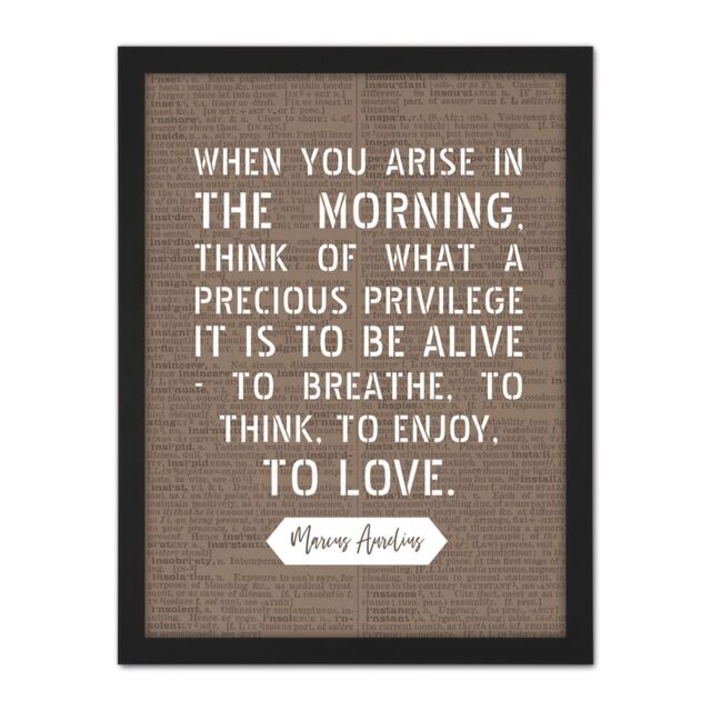"Artery8 Wall Art Print Dictionary Inspiring Quote Marcus Aurelius Morning Precious Privilege Alive Large Framed Wall Décor Art - Size: W18"" x H24""" - image 1