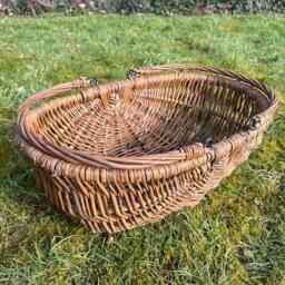 Havendro Garden Trug Basket Wooden Willow Wicker Folding Handles 46cm in Natural