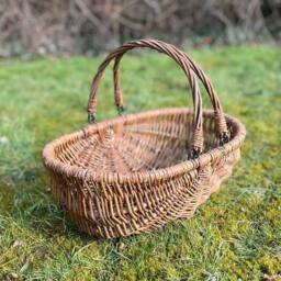 Havendro Garden Trug Basket Wooden Willow Wicker Folding Handles 46cm in Natural - thumbnail 3