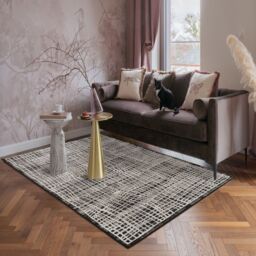 Desire Rugs Mayfair Living Room Area Rug Metallic Sheen Modern Mesh Design in Black - Size: 200 cm x 290 cm