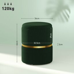 HOMCOM Round Pouffe Storage Footstool with Hidden Space in Dark Green - thumbnail 3