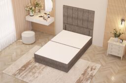 "Somnior Austin Divan Bed Base & 54"" Floor Standing Headboard Tweed Fabric in Brown - Size: Small Single" - thumbnail 3