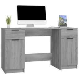 Berkfield Home Desk with Side Cabinet Grey Sonoma Engineered Wood - thumbnail 4