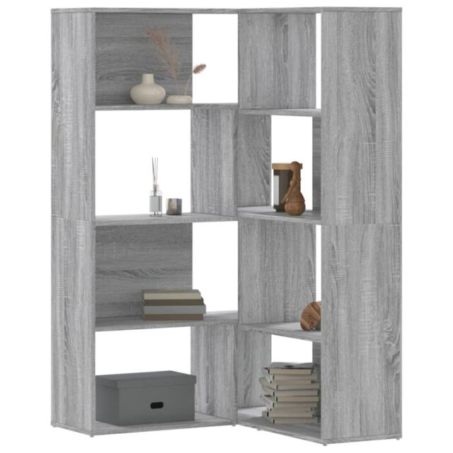 Berkfield Home Corner Bookcase 4-Tier Grey Sonoma 85x85x140 cm Engineered Wood - Size: 85 x 85 x 140 cm - image 1