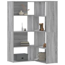 Berkfield Home Corner Bookcase 4-Tier Grey Sonoma 85x85x140 cm Engineered Wood - Size: 85 x 85 x 140 cm - thumbnail 1