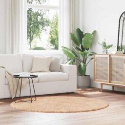 Berkfield Home Shaggy Rug High Pile NAVARRA Beige 160x160 cm Polyester - Size: Medium - thumbnail 1