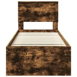 Berkfield Home Bed Frame with Headboard Smoked Oak 75 x 190 cm Solid Pine Wood in Brown - thumbnail 7